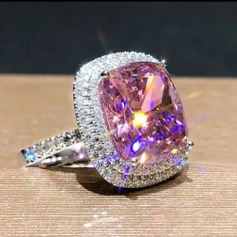 Pink Diamond Princess Cut Ring - Picture 6 of 12